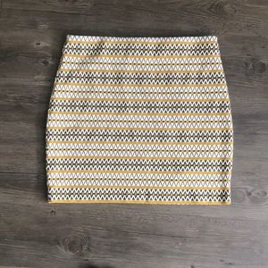 Express Yellow/Black/White Print Mini Skirt